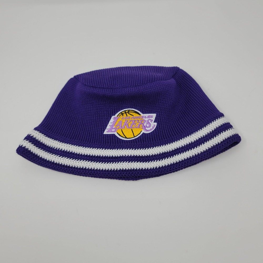 Mitchell & Ness Los Angeles LA Lakers NBA Knucket Knit Bucket Hat Purple White